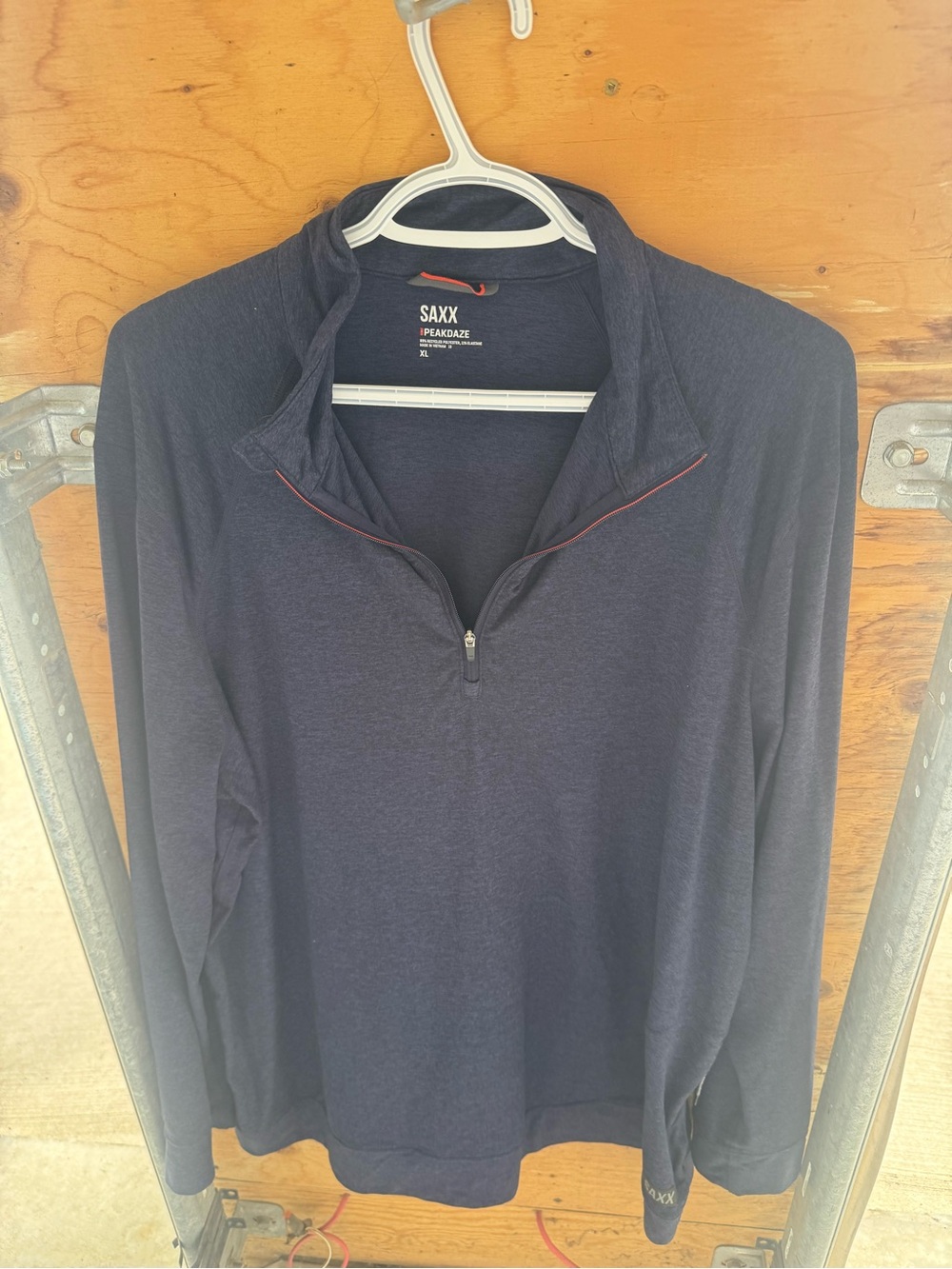 Saxx Navy Heather Quarter-Zip with Red Accent
